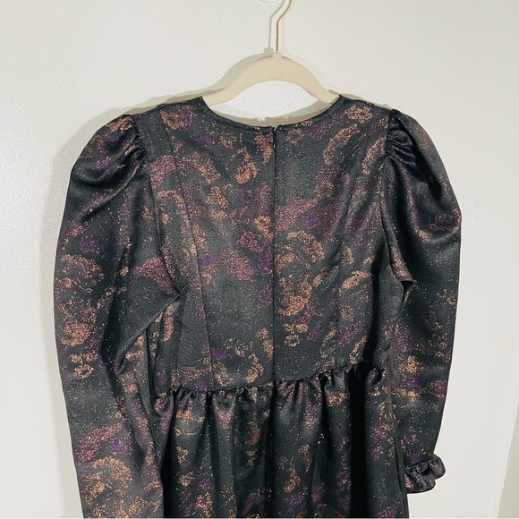 Batsheva Square Neck Mini Prairie Dress Enchantress Jacquard Flowers Whimsigoth - Picture 12 of 13